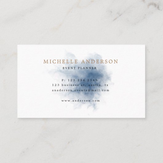 blauw rookeffect Dubbel Monogram Visitekaartje (Achterkant)