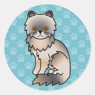 Blauw roomkleurige Perzische kat met koperen ogen Ronde Sticker