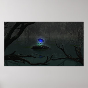 Blauw Roos afdrukken Poster