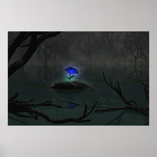 Blauw Roos afdrukken Poster (Voorkant)
