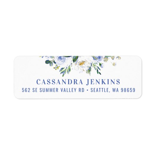 Blauw Roos Afstuderen Etiket (Voorkant)