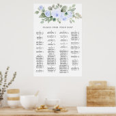 Blauw Roos alfabetische bruiloft zitgrafiek Poster (Keuken)