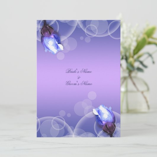  blauw roos antiek fantasie bruiloft kaart (Staand voorkant)