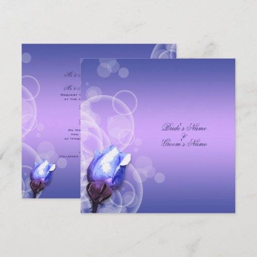  blauw roos antiek fantasie bruiloft kaart (Voorkant / Achterkant)