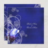  blauw roos antiek fantasie bruiloft kaart (Voorkant / Achterkant)