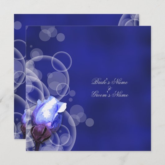  blauw roos antiek fantasie bruiloft kaart (Voorkant / Achterkant)