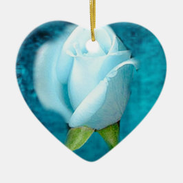 Blauw Roos Aquamarine Heart Ornament