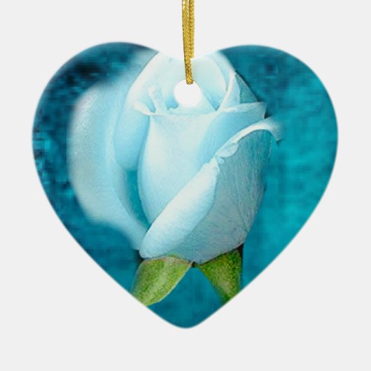 Blauw Roos Aquamarine Heart Ornament (Voorkant)