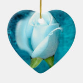 Blauw Roos Aquamarine Heart Ornament (Achterkant)