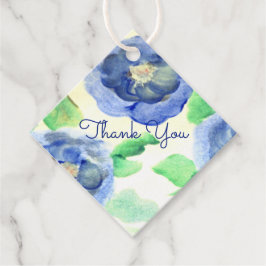 Blauw Roos aquarel papier Bedankjes Labels