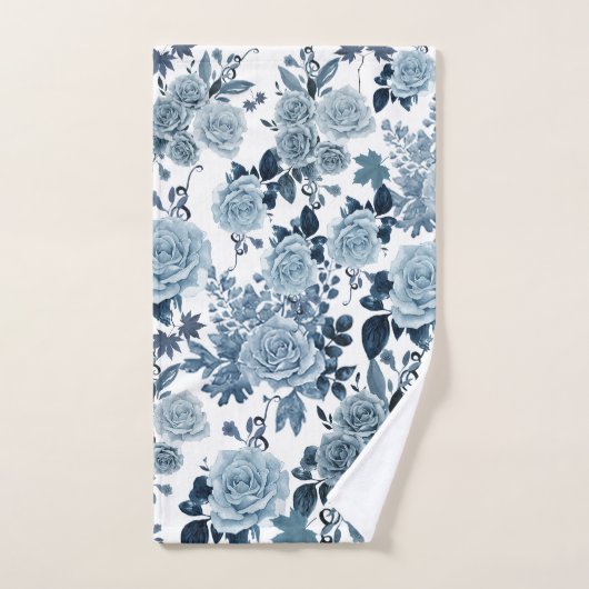 Blauw roos bad handdoek (Handdoek)