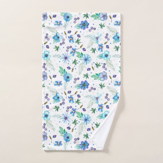 Blauw roos bad handdoek (Handdoek)