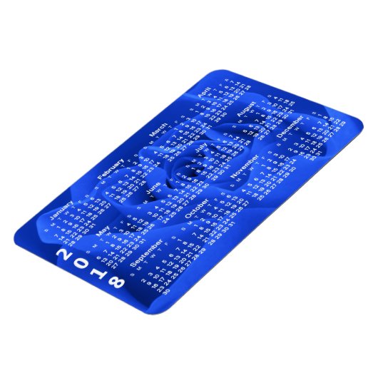 Blauw Roos bloemblaadjes 2018 Kalender Magneet (Linkerzijde)