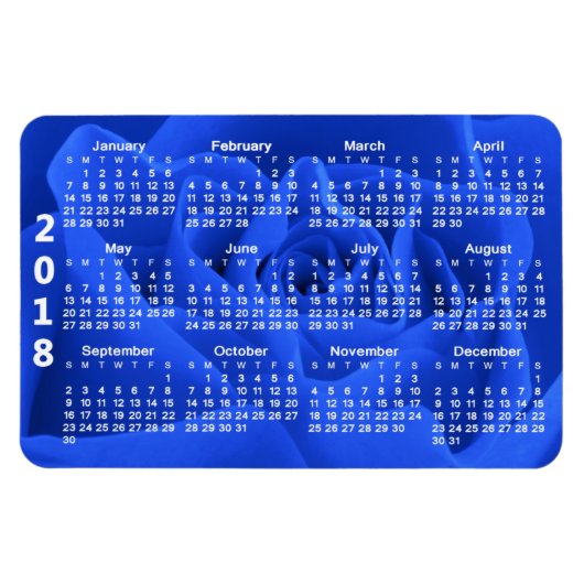 Blauw Roos bloemblaadjes 2018 Kalender Magneet (Horizontaal)
