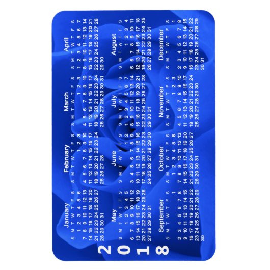 Blauw Roos bloemblaadjes 2018 Kalender Magneet (Verticaal)