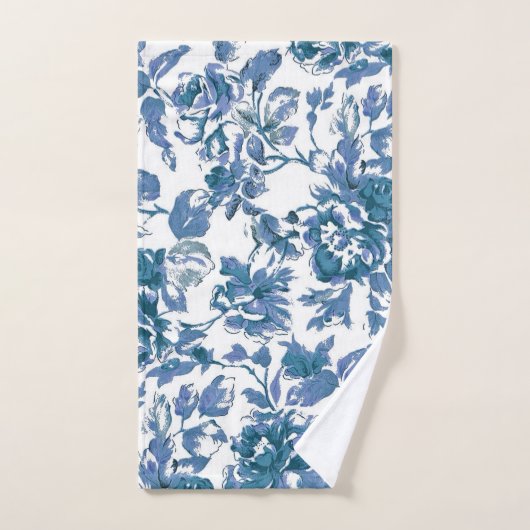 Blauw Roos Bloemen Bad Handdoek (Handdoek)