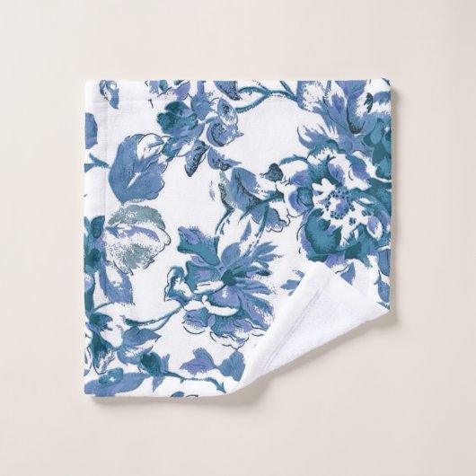 Blauw Roos Bloemen Bad Handdoek (Wasdoekje)