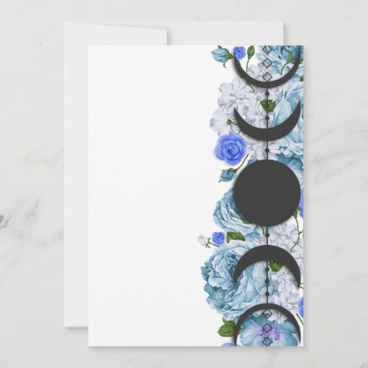 Blauw Roos Bloemen Maan Fase Wiccan Handfasting Kaart (Achterkant)