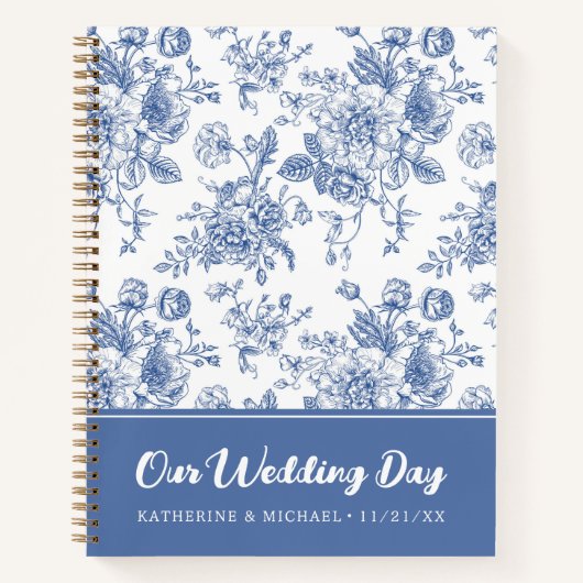 Blauw Roos Bloemen | Onze trouwdag Notitieboek (Voorkant)