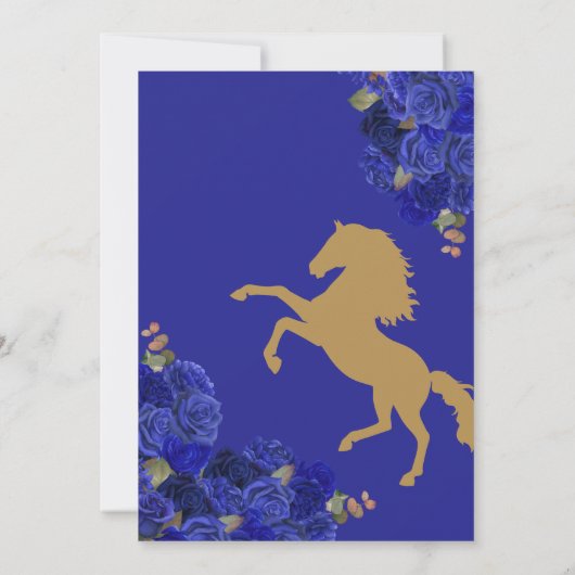 Blauw Roos Bloemen Western Charra Quinceañera Kaart (Achterkant)