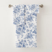 blauw Roos bloemmotief Bad Handdoek (Insitu)