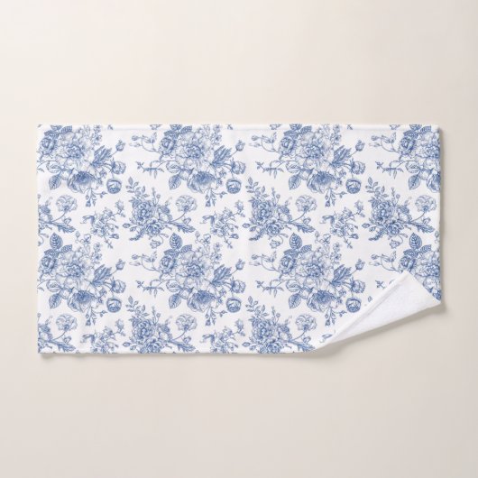 blauw Roos bloemmotief Bad Handdoek (Handdoek)