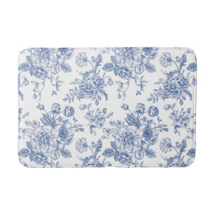  blauw Roos bloemmotief Badmat