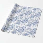 blauw Roos bloemmotief Cadeaupapier (Uitgerold)