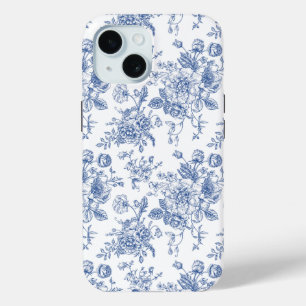 blauw Roos bloemmotief iPhone 15 Case