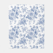 blauw Roos bloemmotief Fleece Deken (Voorkant)