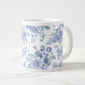  blauw Roos bloemmotief Grote Koffiekop (Voorkant rechts)