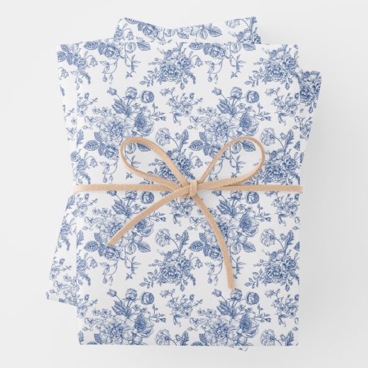  blauw Roos bloemmotief Inpakpapier Vel (In situ)