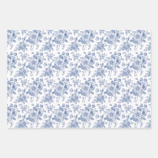  blauw Roos bloemmotief Inpakpapier Vel (Voorkant)