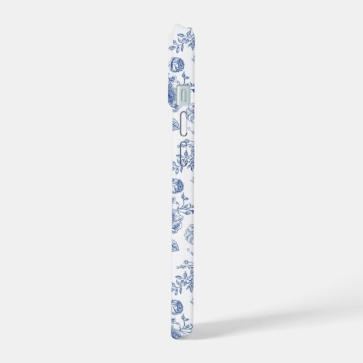 blauw Roos bloemmotief iPhone 15 Case (Linkerkant)