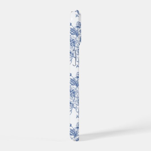  blauw Roos bloemmotief iPhone 15 Case (Rechterkant)