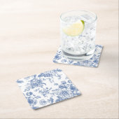  blauw Roos bloemmotief Kartonnen Onderzetters (Insitu)