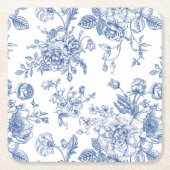  blauw Roos bloemmotief Kartonnen Onderzetters (Voorkant)