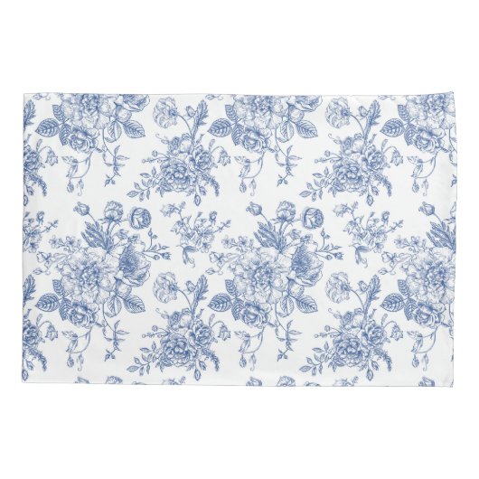  blauw Roos bloemmotief Kussensloop (Achterkant-Links)