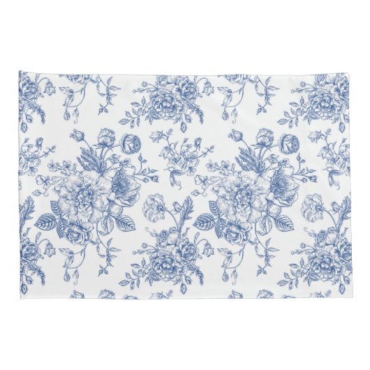  blauw Roos bloemmotief Kussensloop (Achterkant-Rechts)