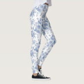 blauw Roos bloemmotief Leggings (Rechts)