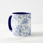 blauw Roos bloemmotief Mok (Voorkant links)