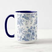  blauw Roos bloemmotief Mok (Links)