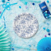  blauw Roos bloemmotief Papieren Bordje (Feest)