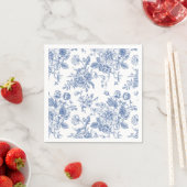  blauw Roos bloemmotief Servet (Insitu)