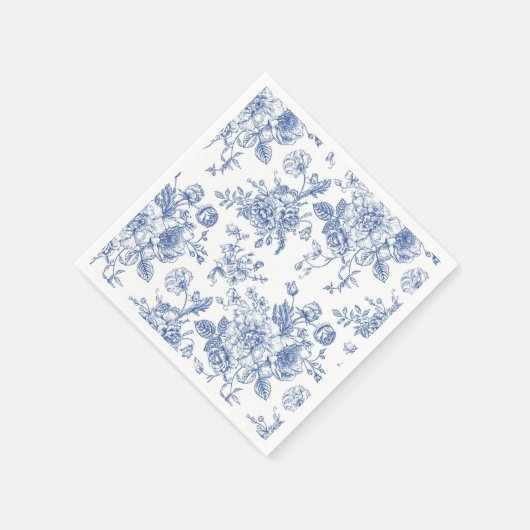 blauw Roos bloemmotief Servet (Hoek)