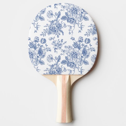  blauw Roos bloemmotief Tafeltennisbatje (Voorkant)