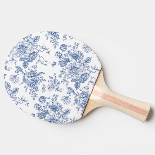  blauw Roos bloemmotief Tafeltennisbatje (Zijkant)