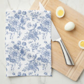  blauw Roos bloemmotief Theedoek (Quarter Fold)