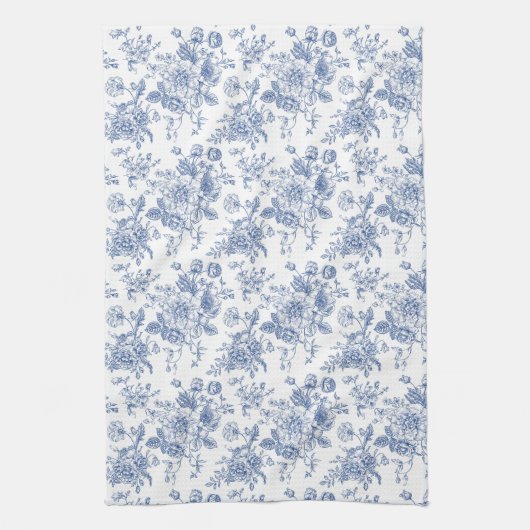  blauw Roos bloemmotief Theedoek (Verticaal)