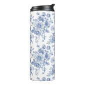  blauw Roos bloemmotief Thermosbeker (Gedraaid links)